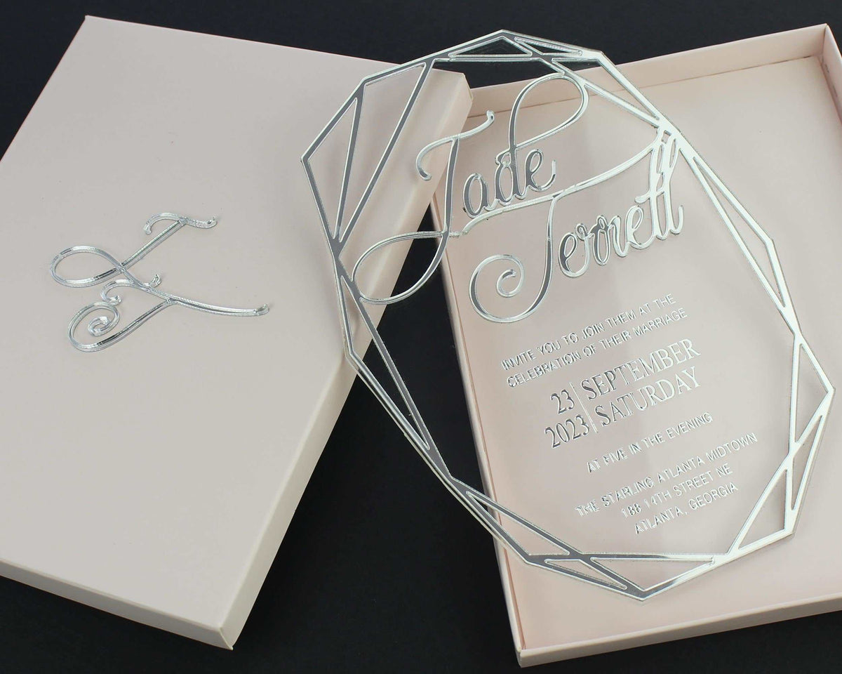 acrylic silver mirror invitation