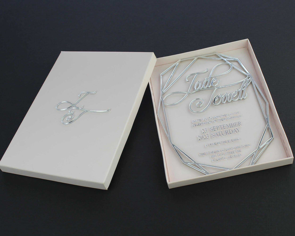 acrylic silver mirror invitation