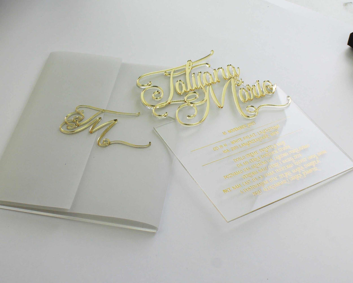 initials letterpress printing laser cut wedding invitate